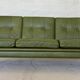 Vintage Danish mid-century Svend Skipper 3 person sofa in olive green leather 1965
