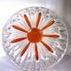 Vintage cut crystal pocket bowl with amber centre – 1960s/70s