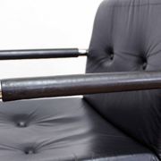 Set of 4 leather and tubular steel armchairs