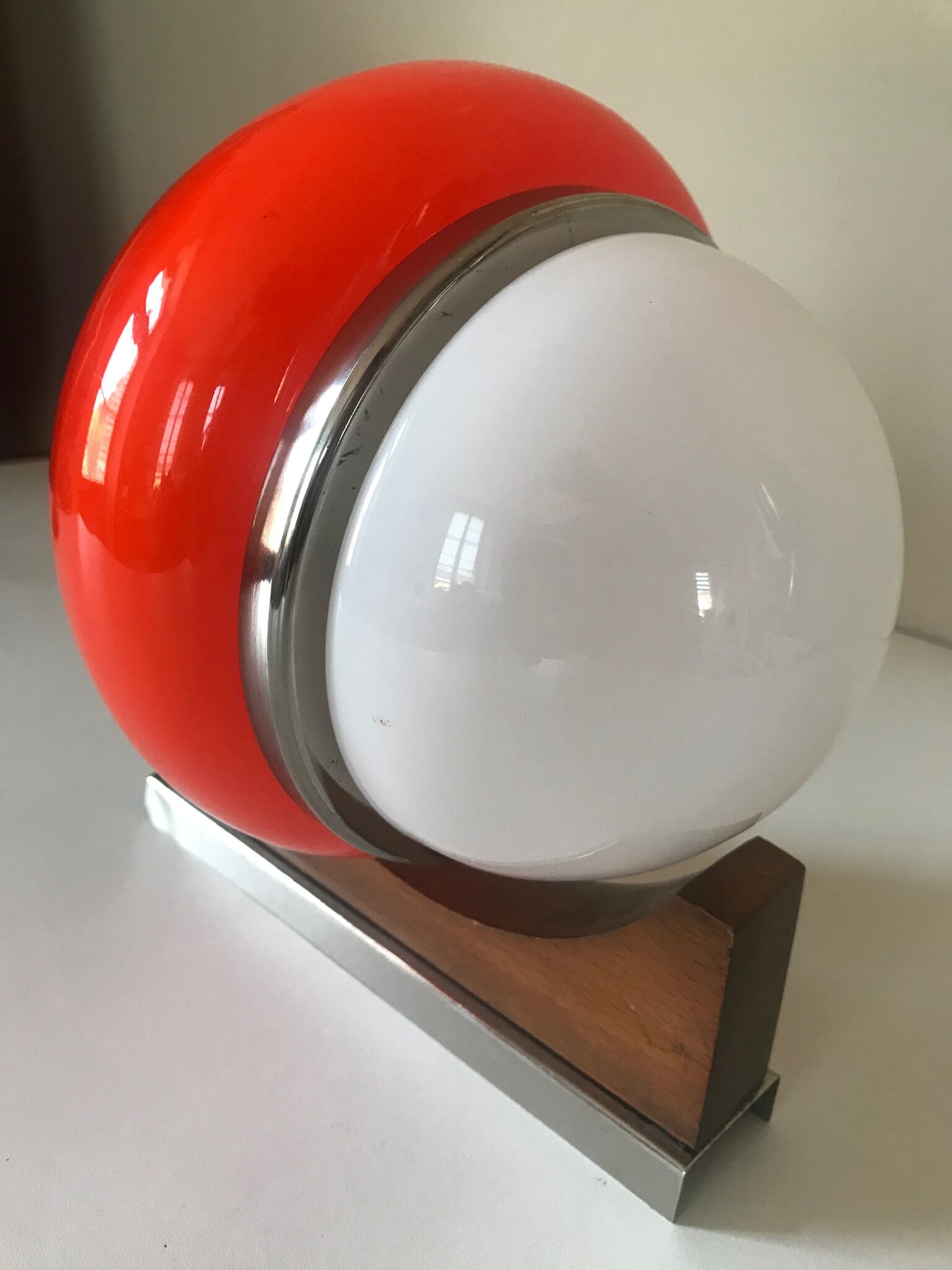 Applique bois et verre des annees 70