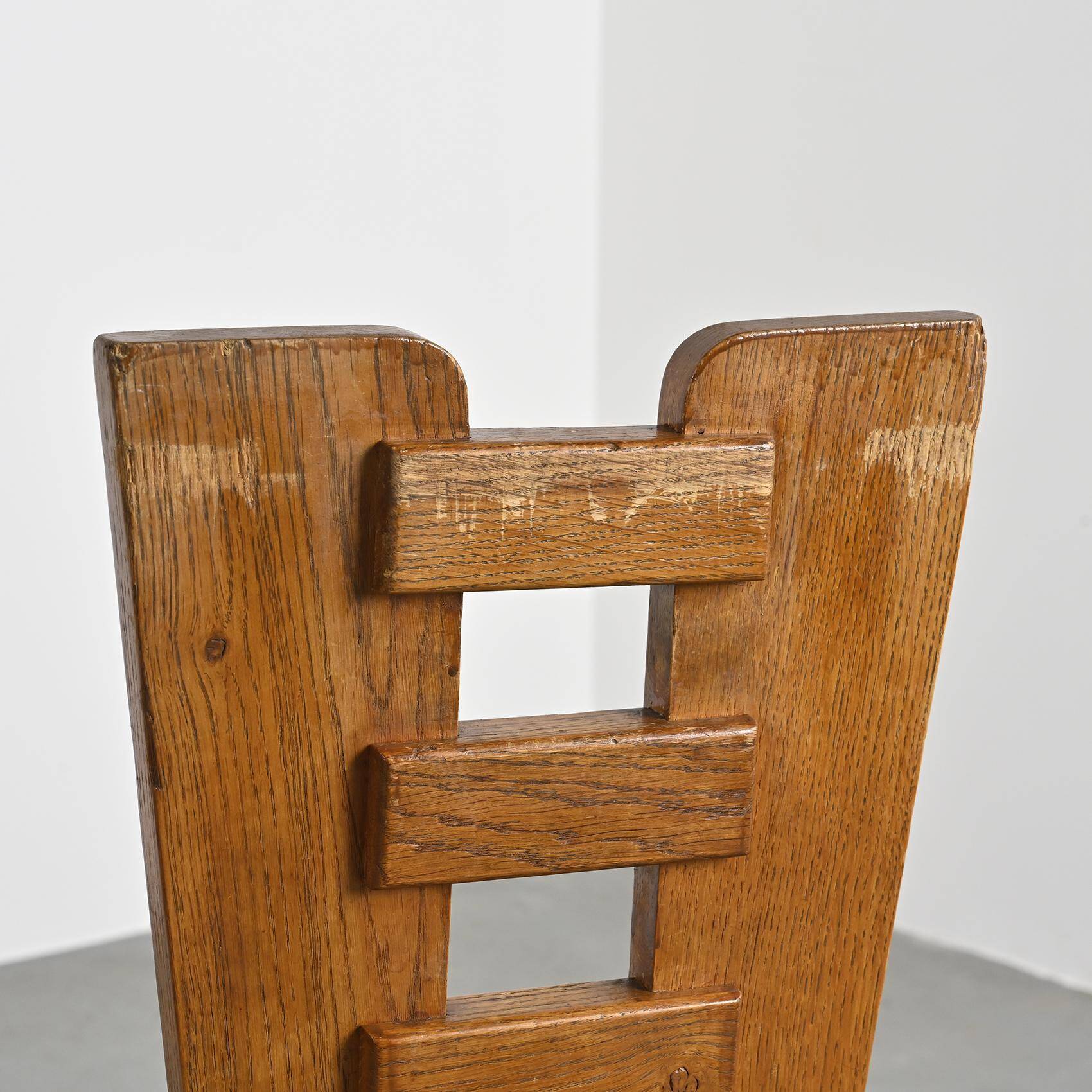 Set of six oak chairs by Henry Jacques Le Même, France circa 1940