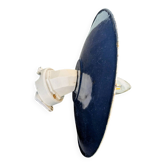 Antique wall light in blue enamel, workshop style.