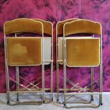 Folding chairs opera velvet old gold color and brass structure