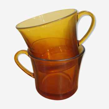 Duo de tasses à expresso en verre ambré