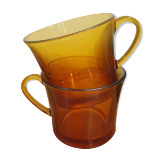 Duo de tasses à expresso en verre ambré