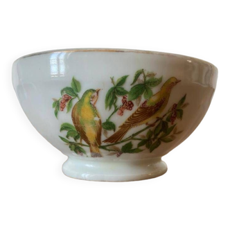 Petit bol à café en porcelaine motif oiseau années 602