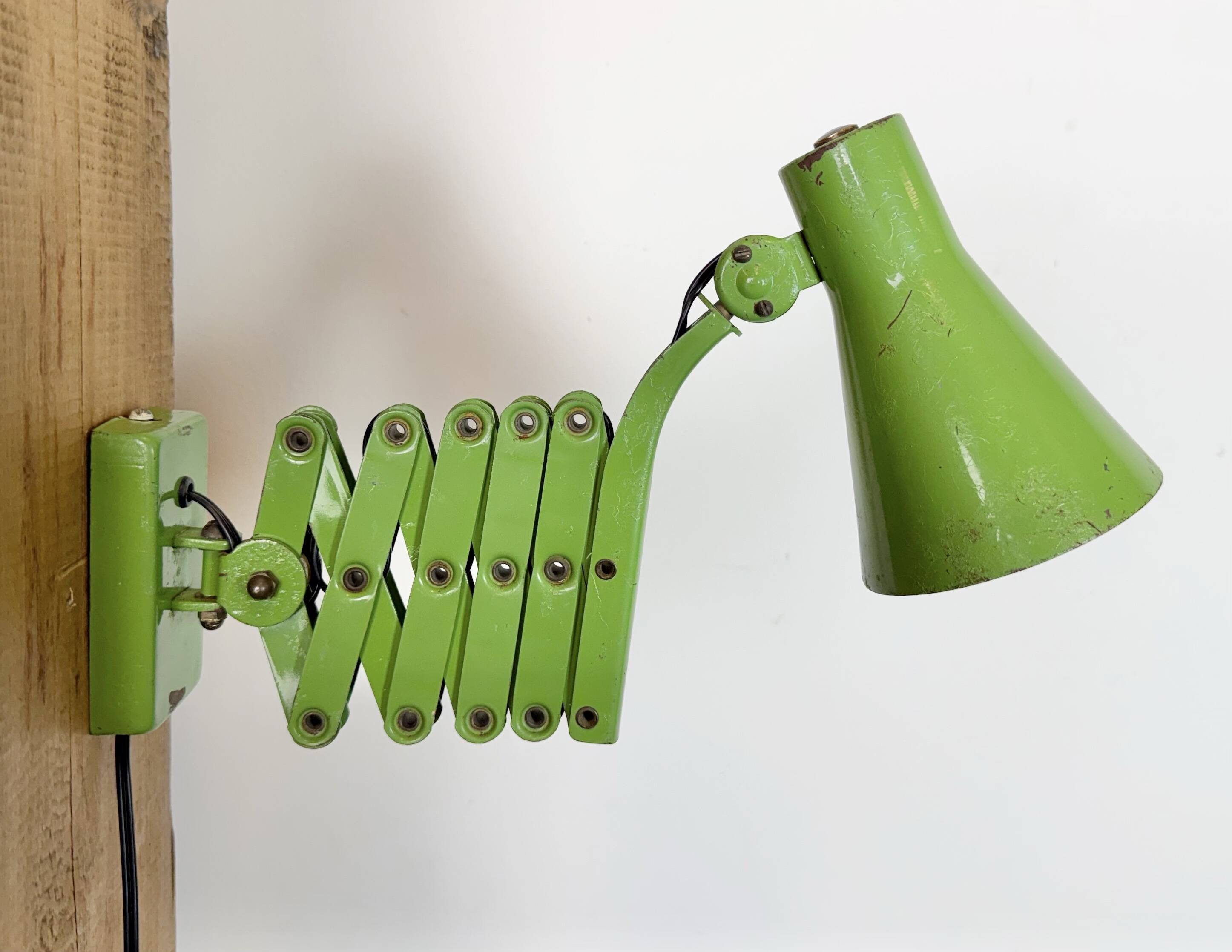 Green Industrial German Scissor Wall Lamp from Kaiser Leuchten, 1960s