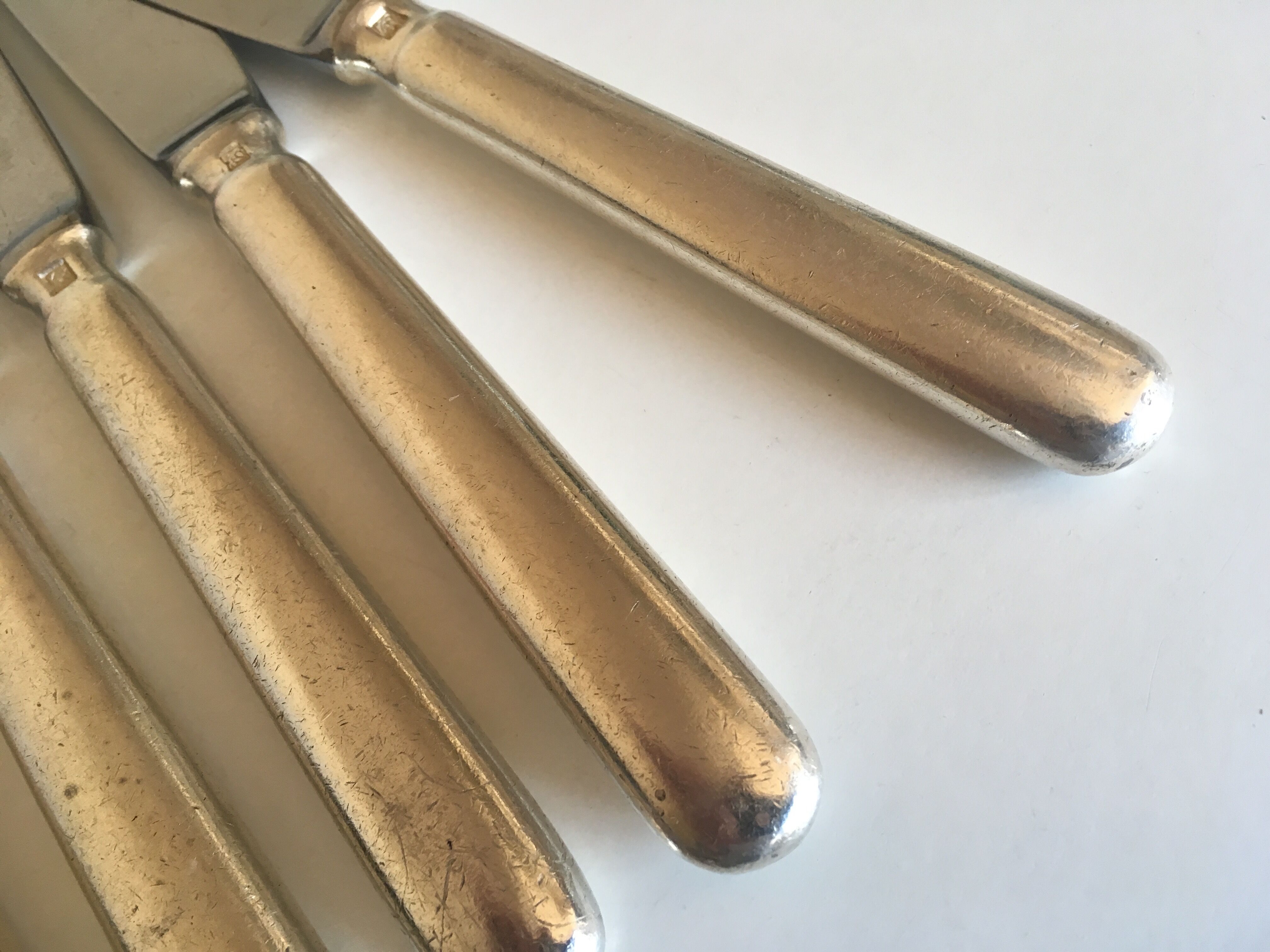 Set 10 1960 silver metal steel blade brewery knives