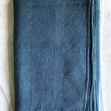 Harvest tablecloth in old hemp dyed in aquatic blue