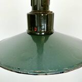 Industrial Petrol Enamel Military Pendant Lamp with Cast Aluminium Top, 1960s