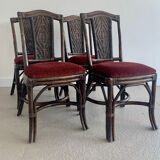 Set of 4 rattan chairs, 70s