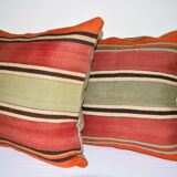 Single, plain Turkish Ak574 striped Kilim cushion cover