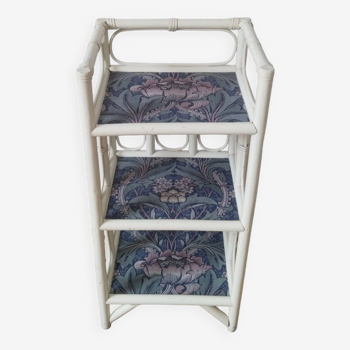 White rattan shelf, William Morris style pattern