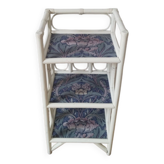 White rattan shelf, William Morris style pattern