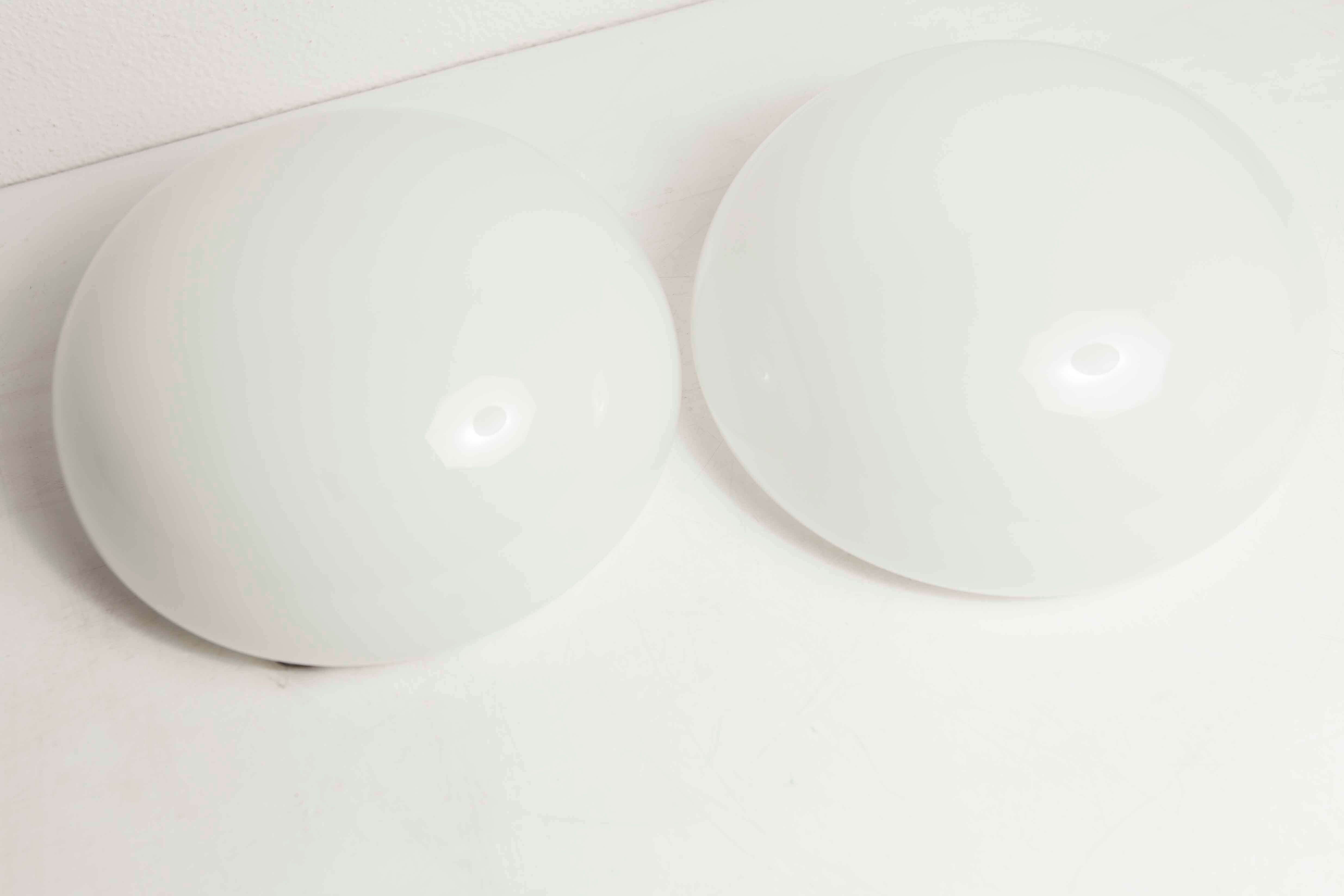 Pair of white opaline ceiling lamps