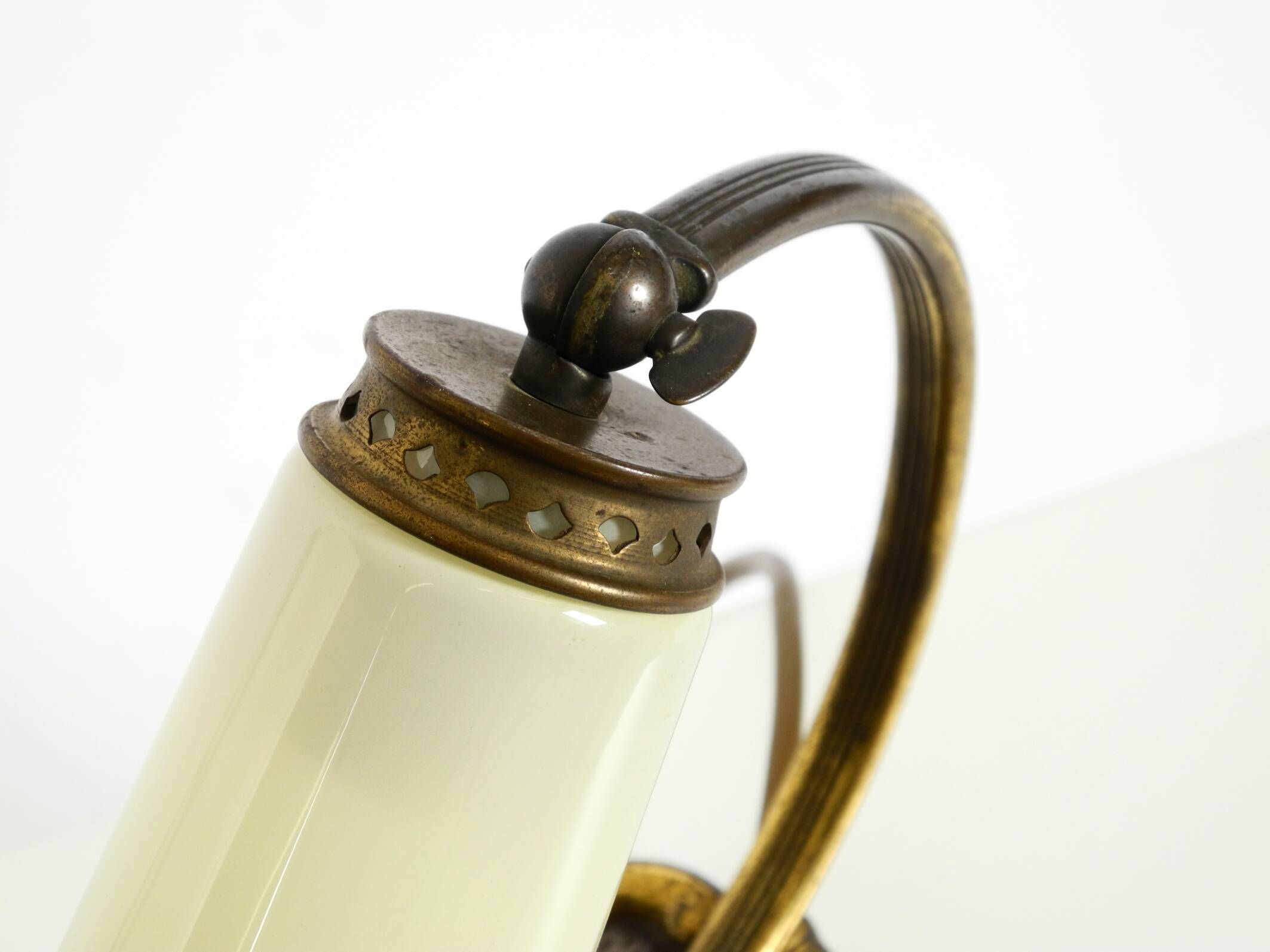 Beautiful, rare brass table lamp with glass shade | 1940s