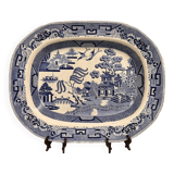 Angleterre XIXeme : grand plat en faience bleue blanche