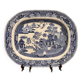 Angleterre XIXeme : grand plat en faience bleue blanche