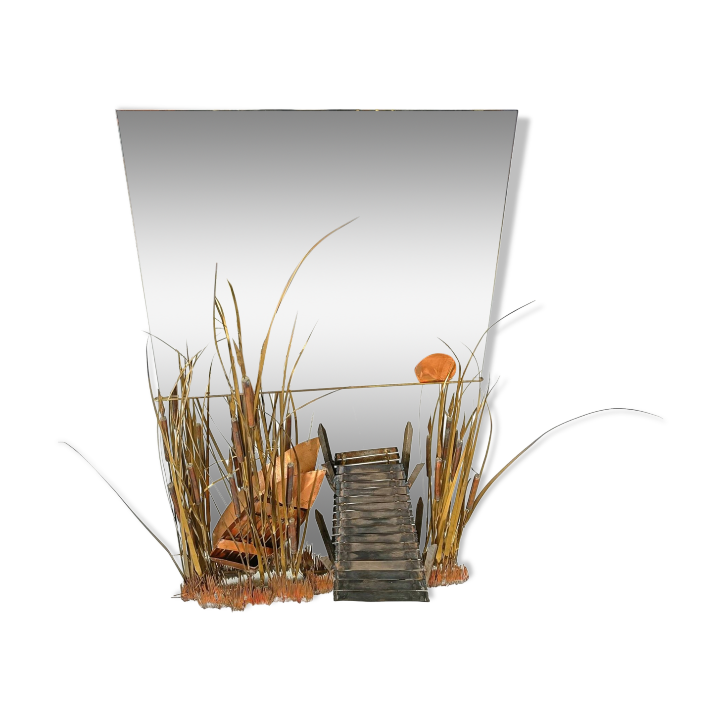 Sculpted copper mirror by Daniel D'haeseleer, 1970s