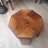 Octagonal side table in walnut veneer