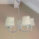 Five-spoke chandelier in chrome-plated metal and structured/vintage glass 60s-70s