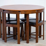 Table set and built-in chairs (x4) Vintage Scandinavian 1960
