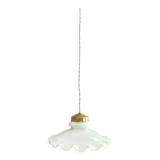 Glass pendant light, 2M fabric cable, porcelain ceiling rose