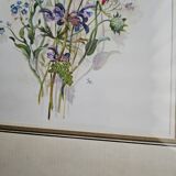 Lithograph bouquet of wild flowers in gilded frame