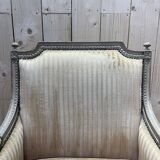 Fauteuil - Bergère de style Louis XVI avec signature