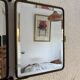 Vintage 1930s triptych barber mirror in ivory faux leather Art Deco - 27 x
