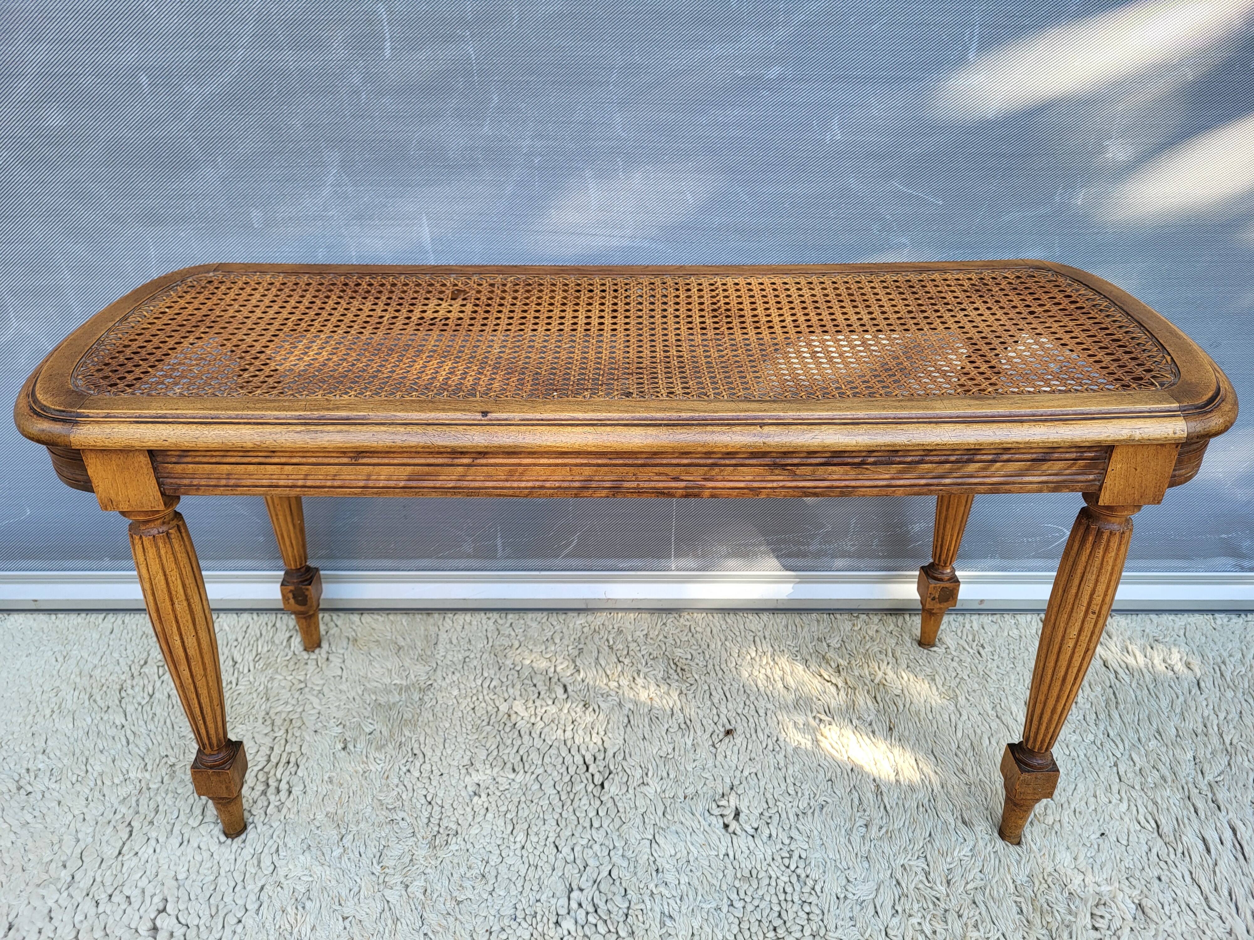 Louis XVI style piano bench in wood and cane