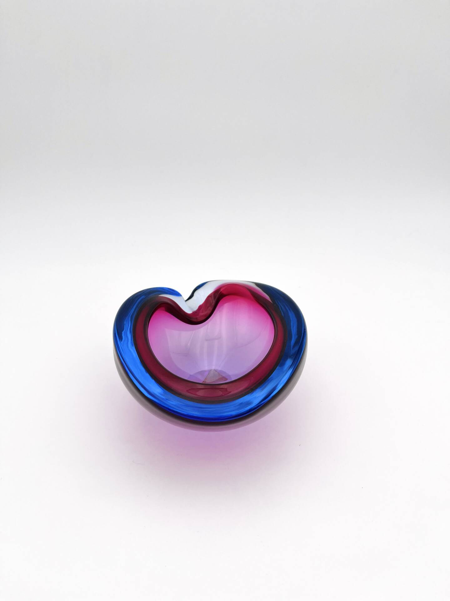 Pocket Glass Murano Flavio Poli Sommerso Fuchsia Blue 17cm