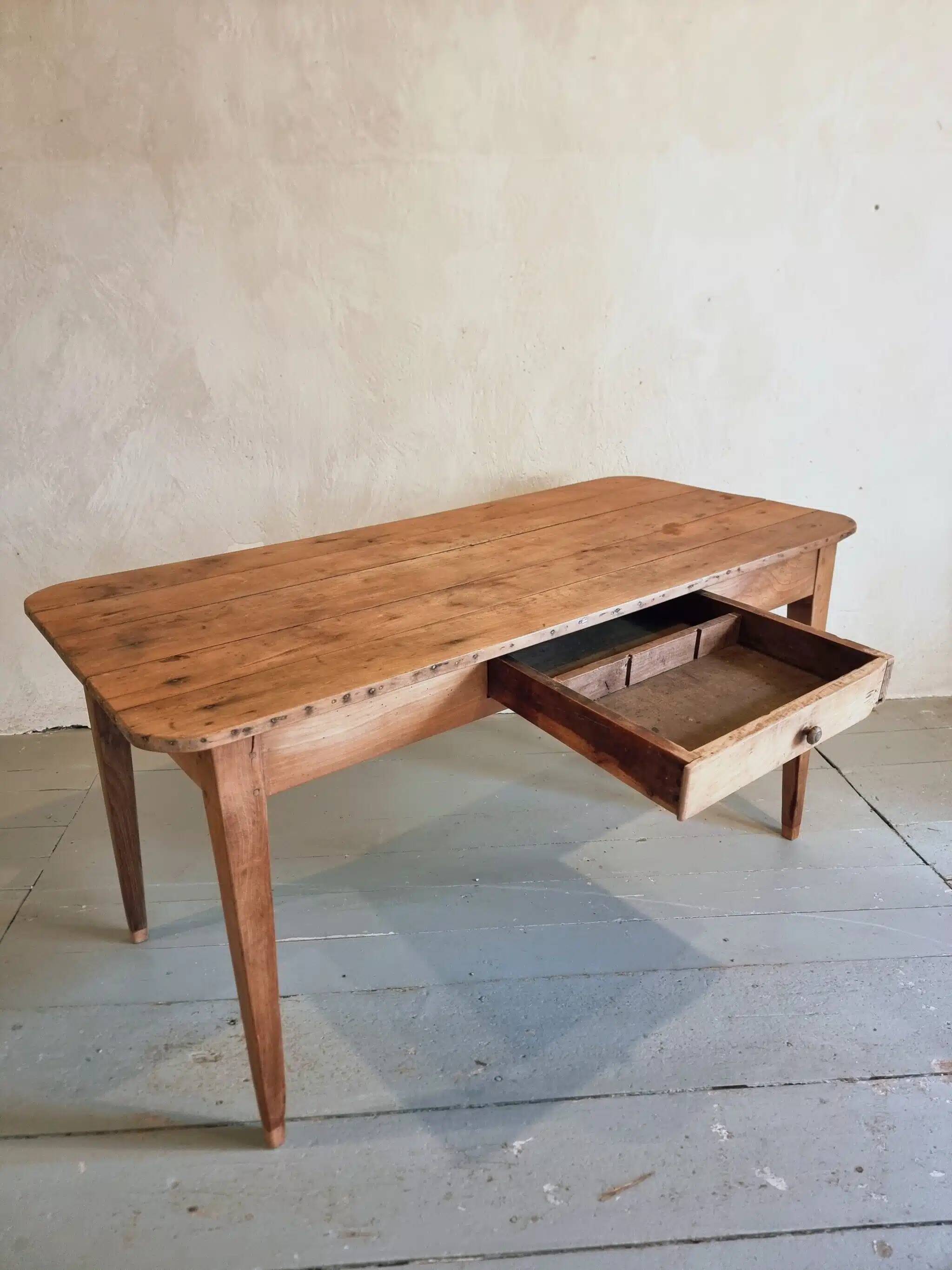 Antique French cherry wood dining table, early 20th century