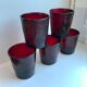 Set of 5 glasses in burgundy colored glass 70s