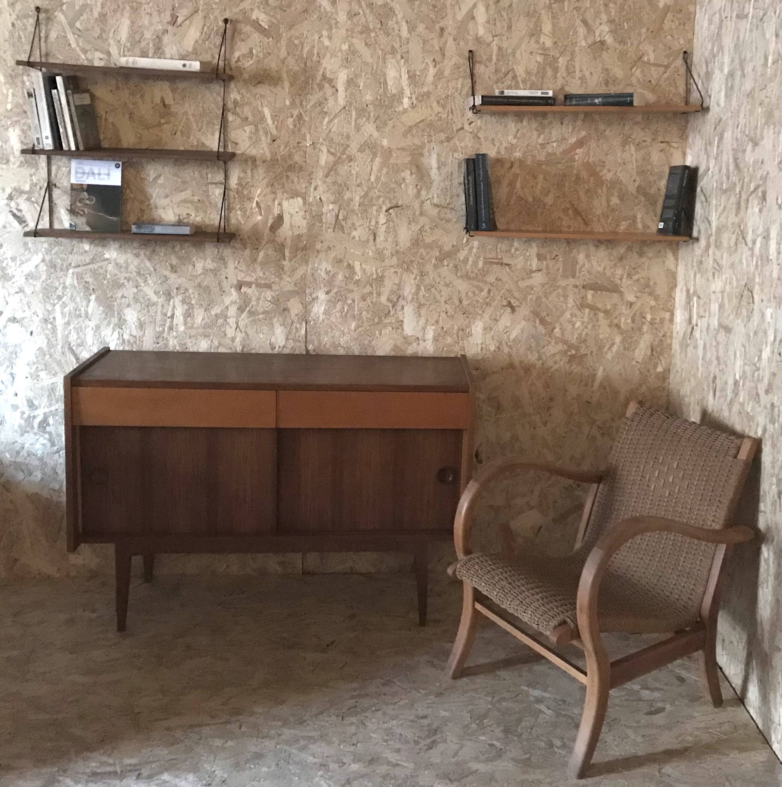 Set of two vintage string wall shelves