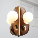 Mid-century scandinavian chrome & opaline chandelier, 1960s