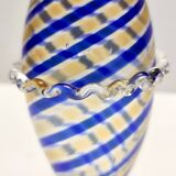 Murano Glass Pitcher Vase Ascribable to Toso with Blue and Yellow Canes