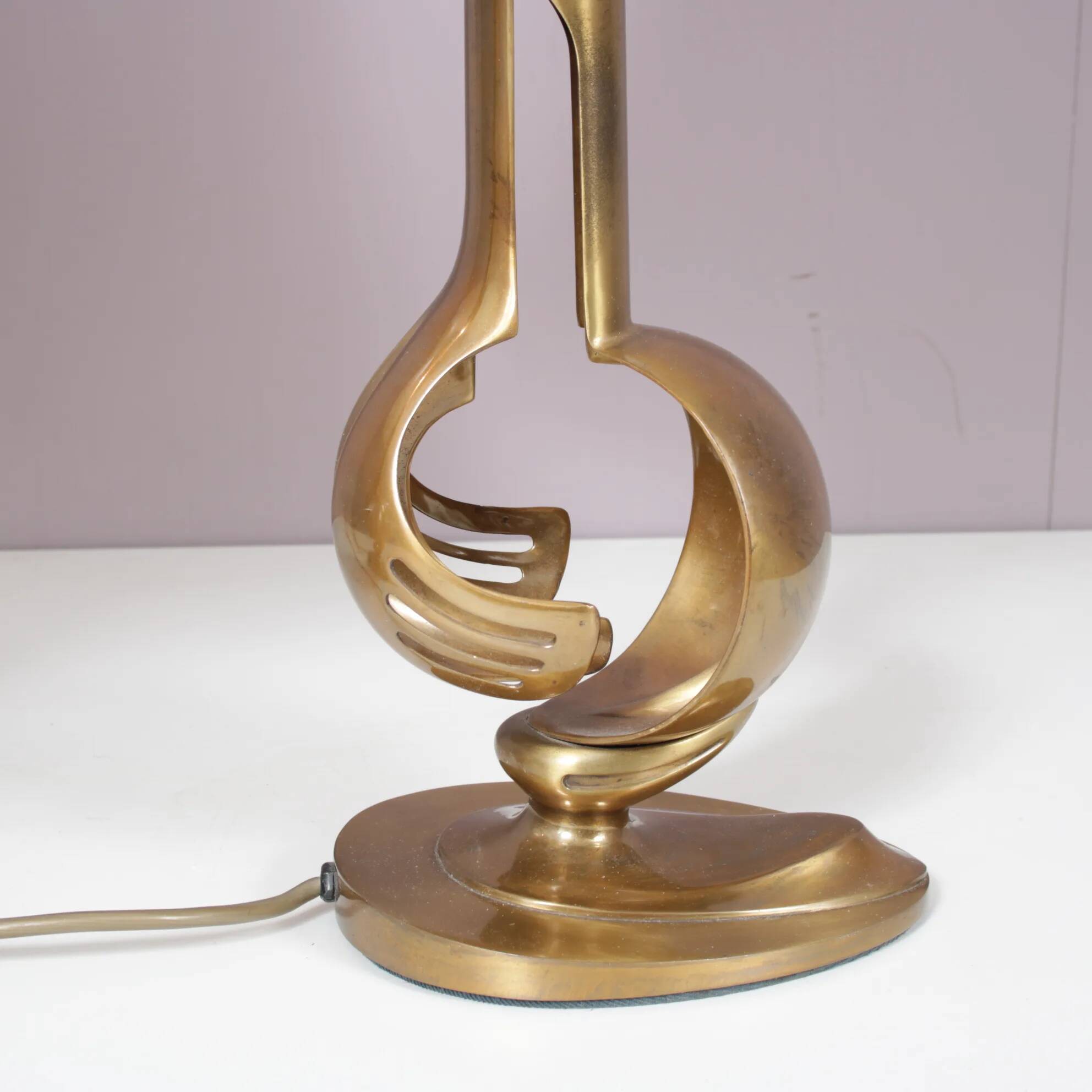 1970s pair of brass table lamps from France