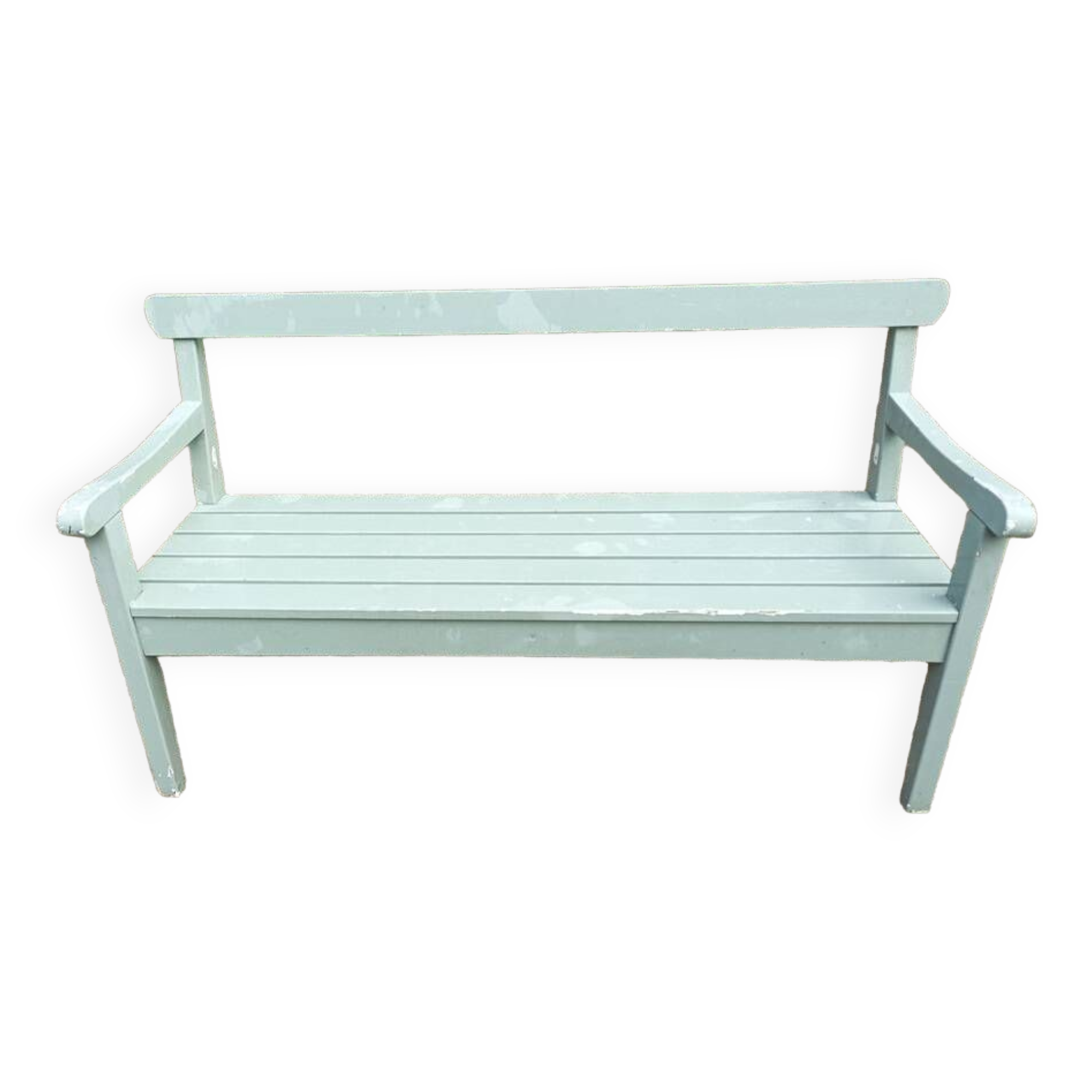 Veranda garden bench in patinated almond green solid wood