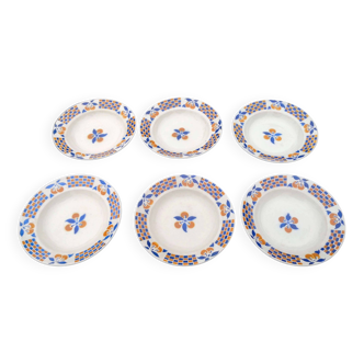 Set of 6 Badonvillier soup plates Beauvais old art deco service