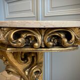 Carved wooden and marble console
