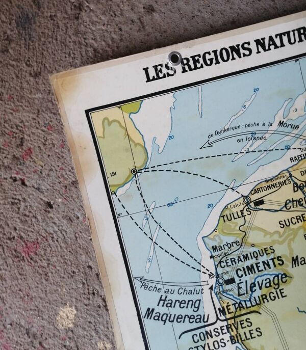 Ancienne carte scolaire : France, plaine du Nord Hatier Kaeppelin N°8.