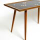 Beautiful long Mid Century walnut wood coffee table with a mosaic surface
