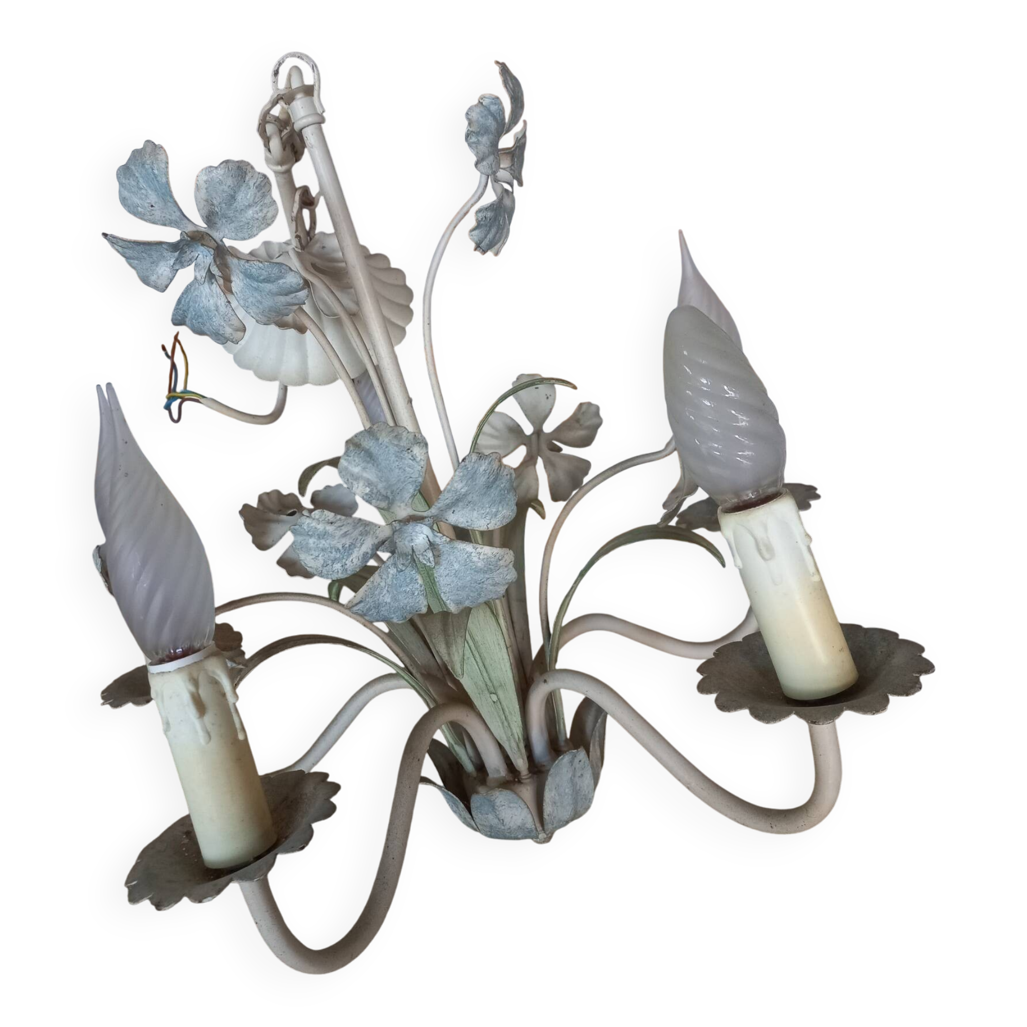 Polychrome metal flower chandelier