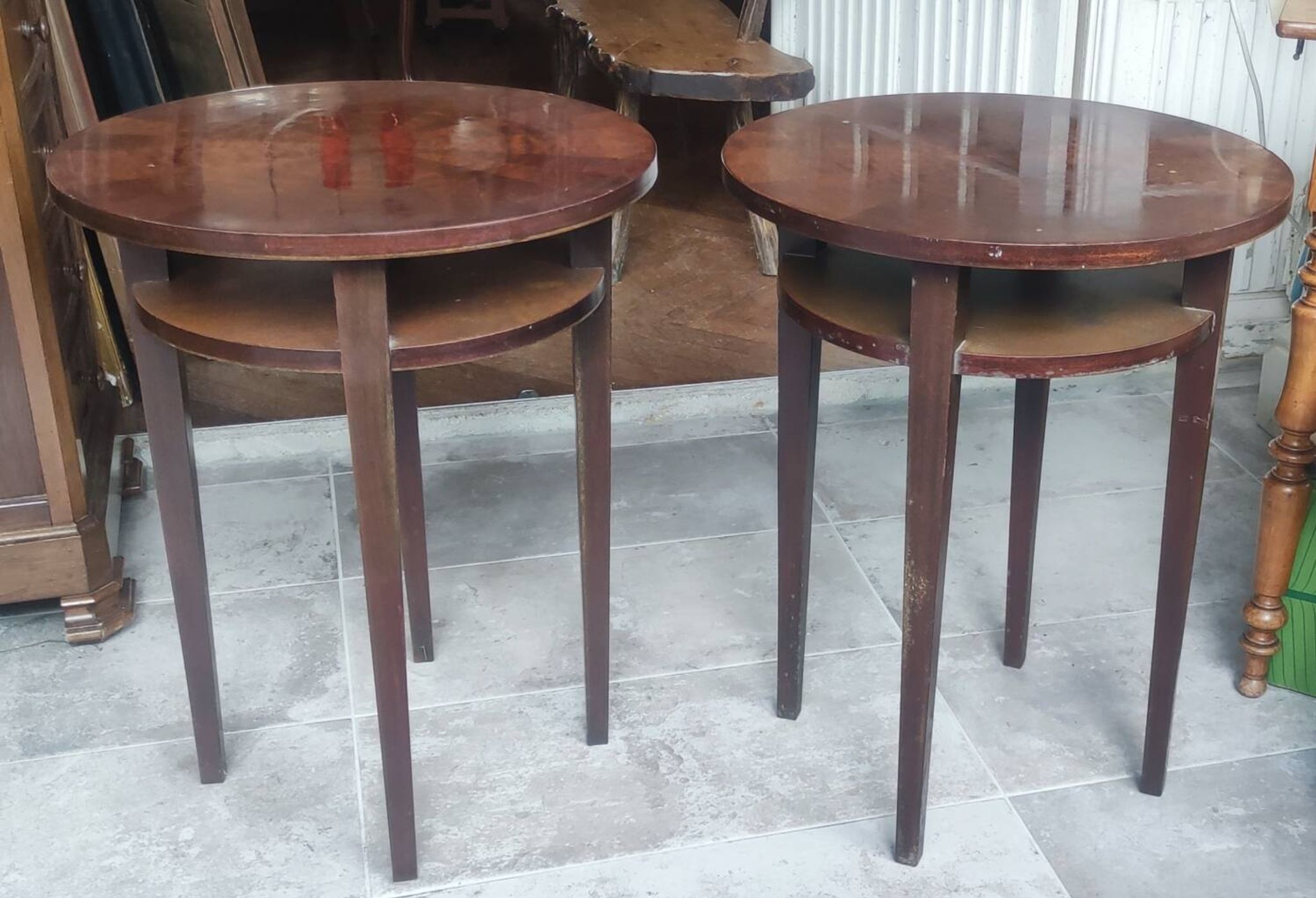 Paire anciens guéridons  bout de canapé table d.appoint Art déco