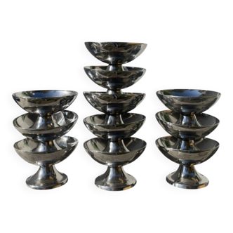 11 vintage stainless steel bowls
