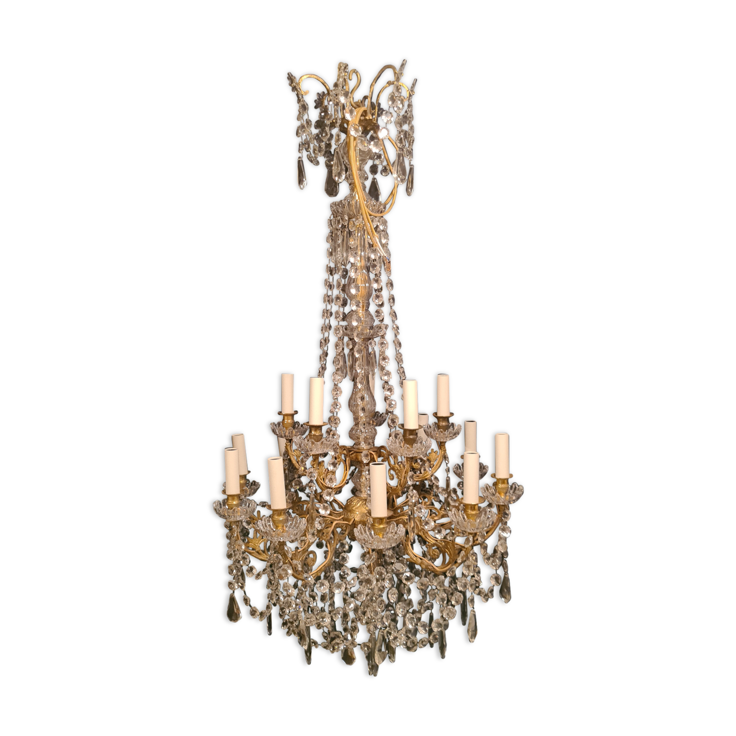 Mid-19th century gilded bronze and crystal chandelier