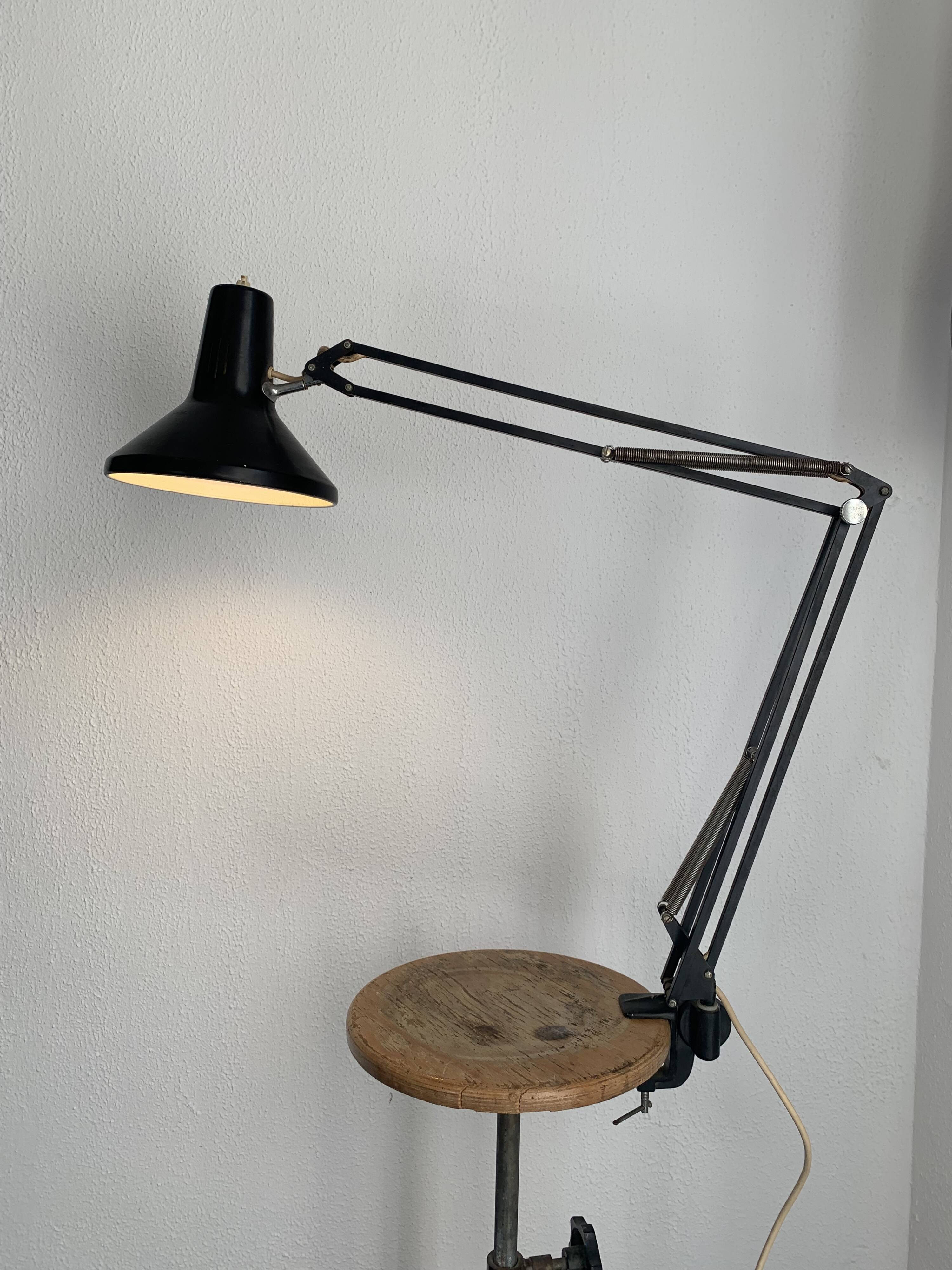 Vintage 1960s architect lamp Luxo L1 black mid-century design - 80 cm