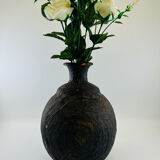 Iridescent black ball vase