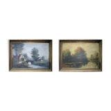 Ensemble de 2 œuvres assorties huile sur toile signé